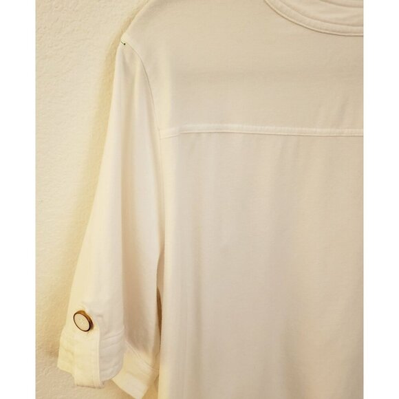 Charter Club Cotton Short Sleeve White Pullover Top w/Button Detail 2X EUC - Picture 4 of 7